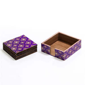 ชุดที่รองแก้วและแผ่นไม้เคลือบเงา6ดาวสีม่วง - Product Image 2