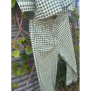 Long Green Gingham Check <b>PYJAMAS</b> Soft Woven Floral Print Homewear Elastic Waist Button Customizable <b>One</b> Fits All Sustainable ODM - Product Image 4