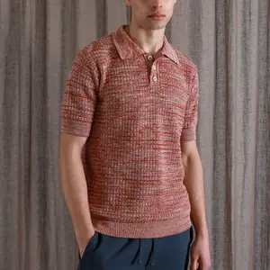 Nuovi arrivi moda con Logo personalizzato lavorato a maglia multicolore manica corta in cotone Polo maglia maglia Waffle maglia camicia da uomo