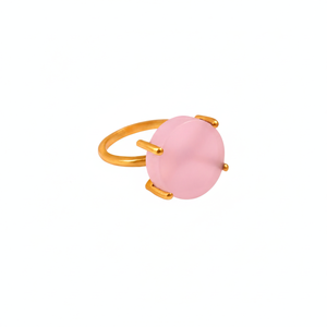 Anillo de Compromiso y Boda Hecho a Mano para Mujer, Chapado en Oro, con Piedra de Cuarzo Rosa Clásica de Color Hidro, Plata de Ley 925, Sin Níquel - Product Image 1