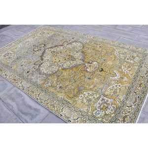 Alfombra Vintage Grande de 6.2x9.8 pies (188x300 cm), Alfombra Turca con Rayas Amarillas - Product Image 2