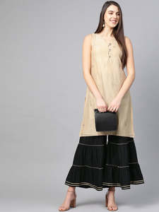 Pantalones Sharara de Rayón para Mujer al por Mayor, Color Negro Sólido, Cómodos, Acampanados, Ropa Étnica para Uso Diario, Festivo y Tradicional - Product Image 3