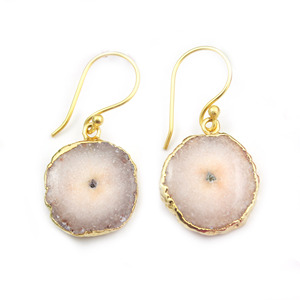 Womens Classic Fashion Natural Solar Slice Fancy Shape 24K Gold Electroplated Drop <b>Earring</b> For Girls Wholesale Jewelry For India - Product Image 2