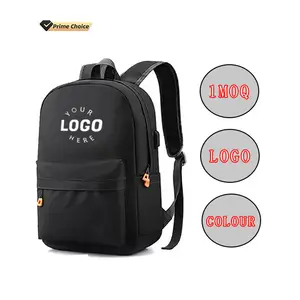 BSCI custom logo Stylish black nylon laptop backpacks school bags with usb daily life laptop school student backpack bag