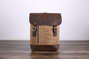 Leather Canvas Luxury <b>Backpack</b> Large Capacity Lightweight Breathable Travel School Laptop Outdoor Use Wholesale LCBP-0024 - Product Image 2