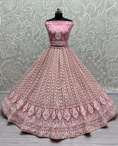 Bán buôn bụi màu hồng thêu Bridal lehenga choli với dupatta | nặng <span class=keywords><strong>zari</strong></span> & chủ đề làm việc thiết kế trang phục cưới cho phụ nữ - Product Image 1