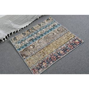 Vintage 2.7 X 2.8ft Beige Bleu Laine Tapis Classique Grande Surface Turc Tapis Patchwork Abstrait Rectangle Latex pour Couloir Utilisation - Product Image 2