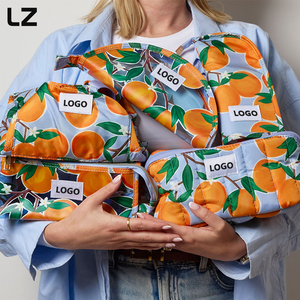 Bolsa de Aseo Personalizada LZ OEM ODM, Diseño Mediterráneo con <span class=keywords><strong>Naranjas</strong></span> y Gelatina Lunar, Bolsa de Maquillaje Plana con Cierre, Impermeable para Viajes, para Mujer - Product Image 3