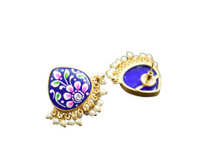 Pendientes de Botón de Piedra Chapados en Oro Pintados a Mano, Joyería de Moda de Nueva Colección en Oferta para Niñas y Mujeres - Product Image 6
