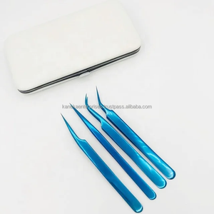 แหนบต่อขนตาสแตนเลสสีน้ำเงิน ขายดี คุณภาพระดับมืออาชีพ ขายส่ง แหนบโค้ง ป้องกันแม่เหล็ก ป้องกันไฟฟ้าสถิต - Product Image 3