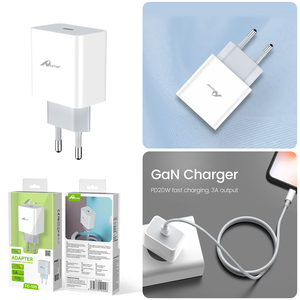GAN 20W PD 3A <b>Adapter</b> TC-105 Type-C Port 5-in-1 5V/1A 5V/2.4A 12W for EU/<b>US</b>/<b>UK</b> for Earphones IPad White for Color Comes Gift Box - Product Image 1
