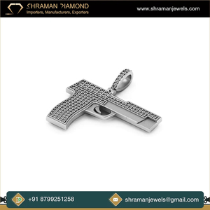 Pendentif personnalisé épais plaqué or 10K, style hip-hop vintage et tendance, minimaliste, motif pistolet glacé avec diamants naturels, bijou raffiné, cadeau pour lui/elle - Product Image 5