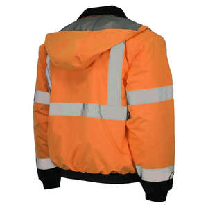 Top quality polyester Hi Vis Bomber Reflective Safety Winter Jacket <b>Workwear</b> Concealed Hooded Padded Waterproof Work Wear Coat - Product Image 5