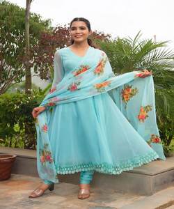 Mujeres musulmanas Boutique Tenedor Estilo Gharara Traje Moda pakistaní Seda Césped Vestido cosido Eid Ropa de fiesta de boda Ropa Islámica - Product Image 1