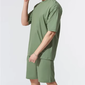 T-shirt en coton molletonné surdimensionné pour homme, tendance, logo personnalisé, uni, haute qualité, respirant, séchage rapide, manches courtes, 250g, drop - Product Image 4