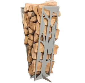 Estante de troncos de madera antiguo en negro Estilo vintage Acabado Ideal para almacenamiento y suministros de chimenea de interior - Product Image 6