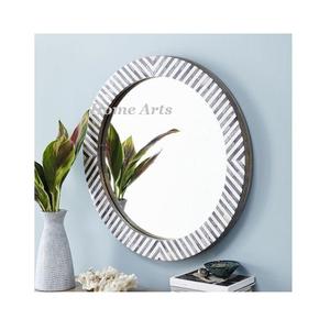 Cadre de miroir en bois de taille personnalisée de forme ronde avec incrustation d'os cadre de miroir suspendu au mur de bonne qualité - Product Image 1