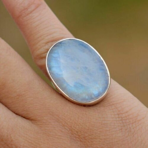 Anillo de Plata de Ley 925 con Piedra Lunar de Corte Ovalado, Estilo Clásico, Joyería Hecha a Mano con Piedras Preciosas, Regalo para Ella, Boda, Compromiso, Aniversario - Product Image 4