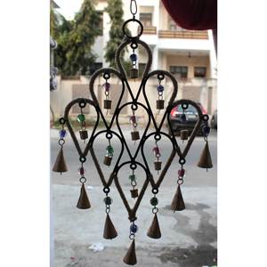 Recycled Iron Teardrop Wall Hanging Suncatcher Bohemian Style Indian Metal Crafts Glass Moon Shape Home Decoration for Christmas - Product Image 2