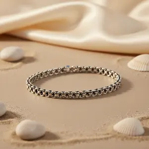 Pulsera de Cadena de Estrella de Plata de Ley 925 para Hombre, Chapado en Rodio, Diamante, Perla, Oro Blanco, Oro Rosa, Regalo Religioso Perfecto para Él - Product Image 1