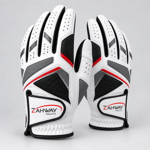 Gants de golf premium avec fermeture auto-agrippante, unisexes, en cuir, à doigts entiers, respirants, blancs, noirs, rouges. - Product Image 4