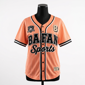 Womens Baseball Jersey 180 GSM Soft Polyester Breathable Fabric <b>Peach</b> Pinstripe Panels Custom Logo Women Baseball Jersey - Product Image 1