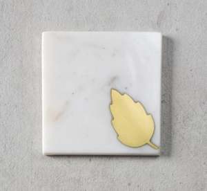 ชุดงานฝีมือช่างฝีมือคลาสสิกที่รองแก้วลายหินอ่อนและทองเหลือง4ชิ้น - Product Image 3