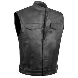 Chaleco de Cuero Genuino Personalizado de Alta Calidad para Hombre con Cierre de Cremallera y Bolsillos para Invierno, Transpirable, para Motocicleta - Product Image 1