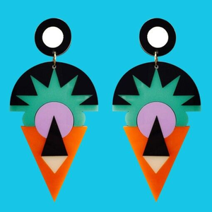 Boucles d'oreilles pendantes en nid d'abeille en résine verte inspirée de l'art populaire à la mode - Product Image 4