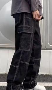 Jeans baggy droits sur mesure en gros pour hommes, jeans vintage amples pour hommes, pantalon en denim, mode décontractée, pantalon cargo multi-poches pour hommes - Product Image 6