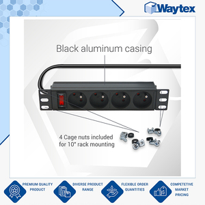 Regleta de alimentación profesional de 4 tomas, montable en rack, con cable de 1.80m para gabinete de 10 pulgadas, con interruptor, al mejor precio del mercado. - Product Image 4