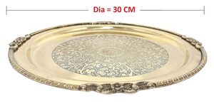 Personalizable hermoso diseño Floral grabado latón placa cena cargador bajo MOQ pesado gran tamaño diseñador Serveware tendencia grabado - Product Image 2