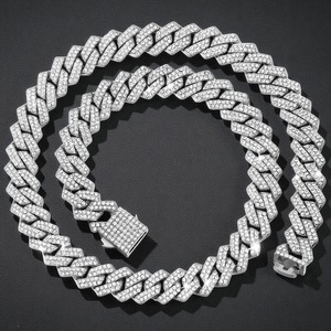 Indian Manufacture Handmade 925 <b>Silver</b> Diamond Cuban <b>Chain</b> <b>for</b> Men and <b>Women</b> Special Occasions and Gifts Available <b>for</b> Sale - Product Image 2