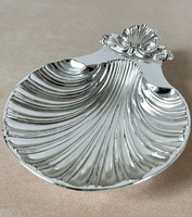 Kerajinan kerang piring perak disepuh unik mutiara mengkilap kerang piring makan malam bahan logam Natural 36-26 Cm mangkuk pernikahan