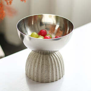 Bol décoratif rond haut en résine métallique de luxe sans BPA en gros avec assiette pour un usage domestique - Product Image 5