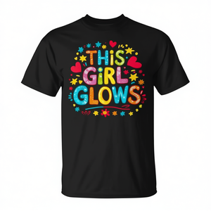 Camiseta de discoteca con temática de los años 80 para niñas, con estampado de serigrafía, manga corta y cuello redondo, de la marca This Girl Glows. - Product Image 2