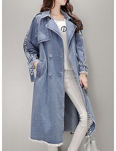 Veste en jean longue classique pour femmes Chic surdimensionné palangre polyvalent genou à la mode superposition essentiel Vintage Streetwear - Product Image 6