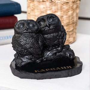 Figura de shungita Pareja de búhos - Product Image 3