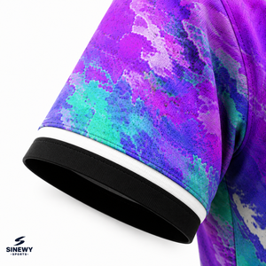 เสื้อเบสบอลสั่งทำพิเศษ ลายไล่เฉดสีม่วงอมเขียว แขนสั้น สำหรับผู้ใหญ่ 男女  ผ้าโพลีเอสเตอร์ ระบายอากาศได้ดี ชุดกีฬา - Product Image 5
