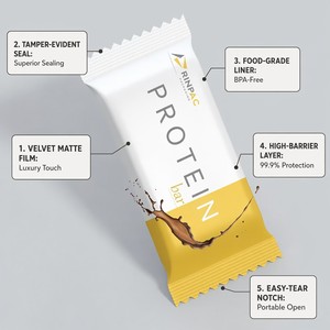 Bolsa <span class=keywords><strong>de</strong></span> Embalaje para Barritas <span class=keywords><strong>de</strong></span> Proteína con Impresión Digital Personalizada, Envoltura Tipo Flow Wrap, Solución <span class=keywords><strong>de</strong></span> Embalaje con Sellado en Frío para Barritas <span class=keywords><strong>de</strong></span> <span class=keywords><strong>Chocolate</strong></span>, Directo <span class=keywords><strong>de</strong></span> Fábrica - Product Image 2