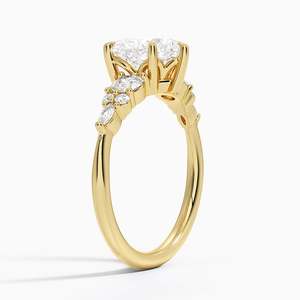 Bagues de fiançailles en diamant taille cœur, style Art Déco vintage, or jaune 14 carats, bagues de mariée tendance cette saison 2026 - Product Image 2