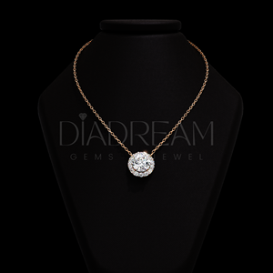 Fine Jewelry Collier pour femme avec pendentif rond en argent sterling 925 avec halo de diamant cultivé Leb pour fiançailles ou mariage - Product Image 5