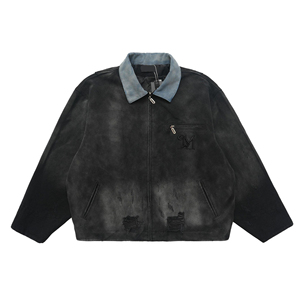 OEM Custom logo <b>Canvas</b> <b>Jacket</b> High Quality Heavyweight Worn Wash Fade Casual Cargo <b>Jacket</b> <b>Canvas</b> Corduroy Neck Men Work <b>Jacket</b> - Product Image 2