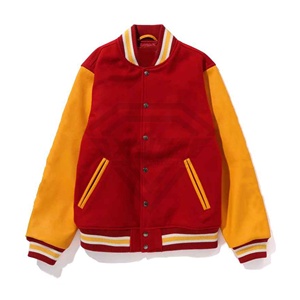 Nueva chaqueta universitaria de manga de cuero a estrenar de alta calidad por encargo 2025 chaqueta de béisbol informal chaqueta de bombardero de retazos - Product Image 1