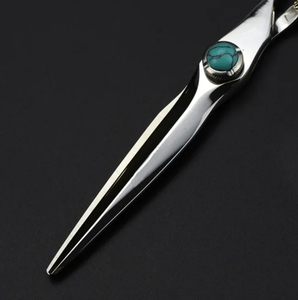 Professionnel 440c acier 6 ''vert gemme coiffeur ciseaux tigre coupe de cheveux amincissement cisailles 2 pièces outils de barbier professionnels - Product Image 3