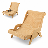 Hamac surélevé pour chat avec griffoir en sisal tressé, chaise longue incurvée, lit d'intérieur pour animaux et canapé de repos respirant toutes saisons