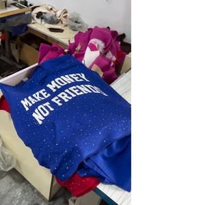 Ropa de calle personalizada para hombre, sudadera con cremallera recortada cuadrada, lavado ácido, Vintage, peso pesado, 500GSM, diamantes de imitación y para estampado de hojaldre para otoño - Product Image 6