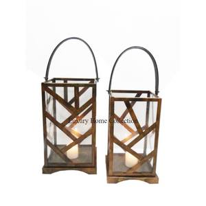 Lanterne de camping et suspendue en laiton antique abat-jour de table fil de fer décoratif fait de lumière d'urgence bougie support votif - Product Image 2