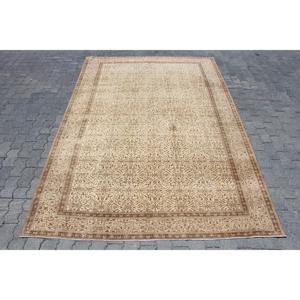 6.2x9.2 ft Vintage Rug, <b>Brown</b> Floral Turkish <b>Wool</b> Rug - Product Image 1