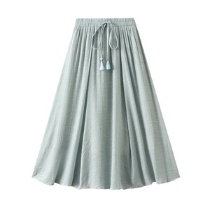 Falda Maxi de Verano 100% Algodón con Cintura Elástica para Mujer, Nueva Colección 2025, Diseño Casual, Suave y Cómodo, Línea A, Color Sólido - Product Image 4